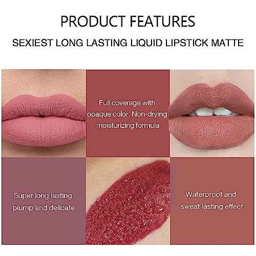 MAEPEOR Matte Liquid Lipstick 6PCS Nude Velvety Lip Gloss Kit Long-Lasting Wear Non-Stick Cup and Not Fade Lipstick Set for Warm or Cool Undertone (Nude Series, 6PCS-E) - Image 6