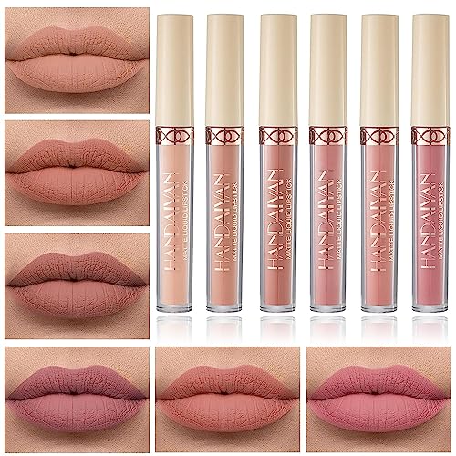 MAEPEOR Matte Liquid Lipstick 6PCS Nude Velvety Lip Gloss Kit Long-Lasting Wear Non-Stick Cup and Not Fade Lipstick Set for Warm or Cool Undertone (Nude Series, 6PCS-E) - Image 4