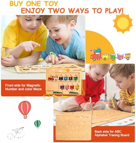 Magnetic Wooden Color and Number Maze Puzzle Board for Toddlers 3 Plus Years Old - Image 3