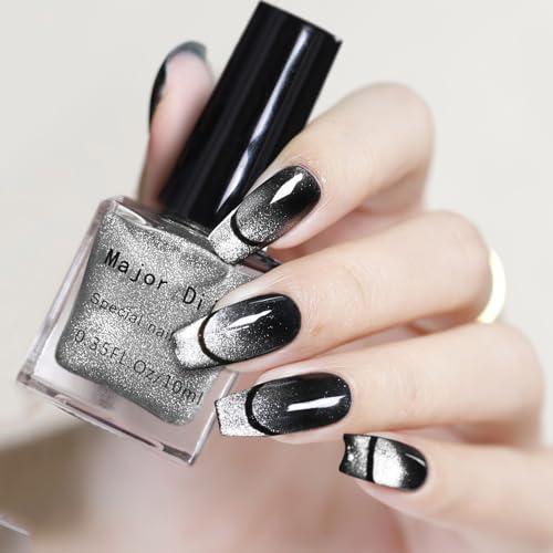 Major Dijit Cat Eye Nail Polish Quick Dry Glitter Nail Polish with Magnetic Stick, Vegan, and Cruelty-Free Nail Paint Art for Nail Salon
