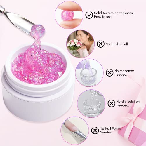 Makartt 15ml Solid Builder Gel Nail Polish with Glitter for Extensions and 3D Carving - Image 5