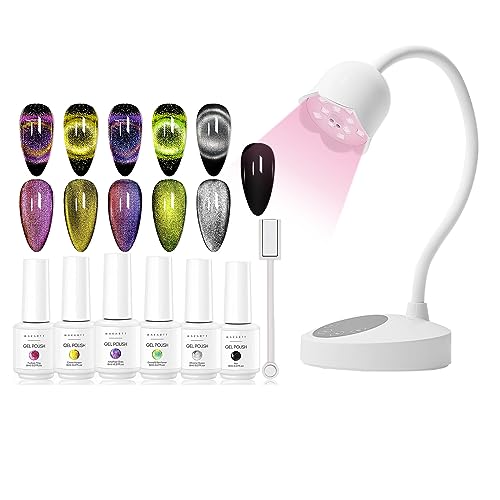 Makartt 9D Magnetic Cat Eye Gel Polish Kit with 10W Rechargeable UV Nail Lamp