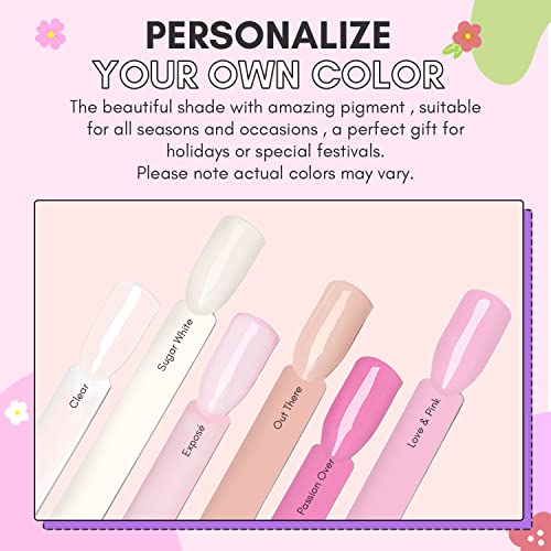 Makartt Dip Powder Kit, 6 Colors Pink Clear White Dip Powder Starter Kit 0.35Oz, Fall Dippies Nail Dip Powder Kit with Essential Liquids Base & Top Coat Activator Art Manicure DIY Salon Gifts - Image 2