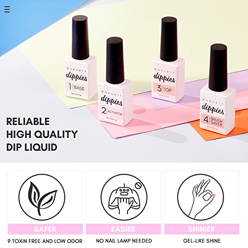 Makartt Dip Powder Kit, 6 Colors Pink Clear White Dip Powder Starter Kit 0.35Oz, Fall Dippies Nail Dip Powder Kit with Essential Liquids Base & Top Coat Activator Art Manicure DIY Salon Gifts - Image 8