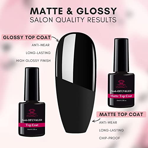 Makartt Gel Nail Polish Remover Clips Kit, Matte Top Coat and Base Coat, 20 Pcs Resuable Finger and Toenail Acrylic Nail Polish Remover Wraps, Clear Gel Nail Polish High Gloss Top Gel 3 in 1 Gel Coat - Image 6