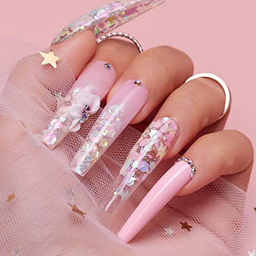 Makartt Mixed Glitter Acrylic Powder and Gel Nail Polish Remover Foil Wraps Bundle, Sparkly Nail Powder for Acrylic Nails, - Image 5