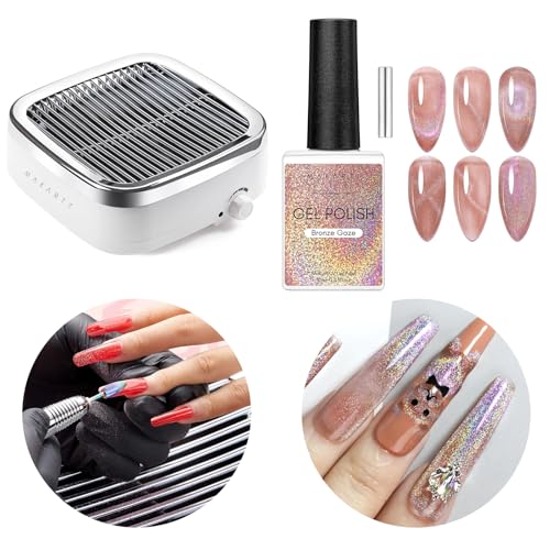 Makartt 6 Color Cat Eye Gel Nail Polish and Nail Dust Collector Set