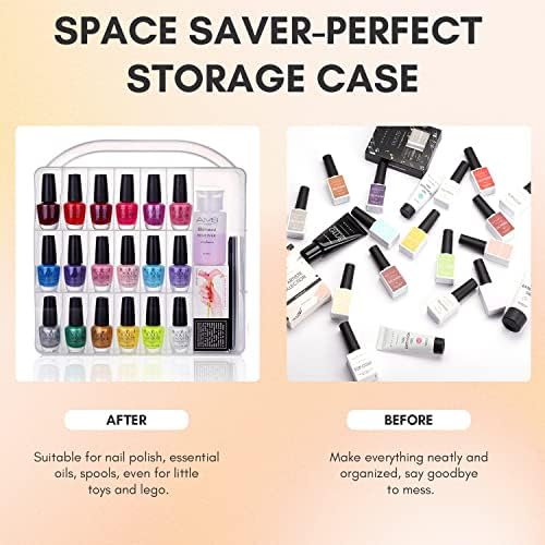 Makartt Nail Polish Organizer Gel Nail Polish Holder for 36 Bottles with Large Separate Compartment Universal Clear Nail Storage Travel Case Space Saver for Manicure Tools Nails Supply Displayer N-02 - Image 3