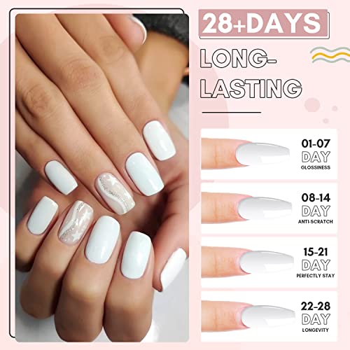 Makartt Nail Rhinestone Glue with Poly Nail Gel White Bundle, Clear Nail Glue Precision Pen Super Strong Adhesive Nail Art Glue Gel, Gel Builder for Nails Natural-Looking Nails Spring Summer Colors - Image 7