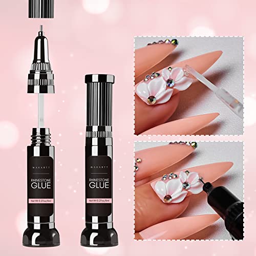 Makartt Nail Rhinestone Glue with Poly Nail Gel White Bundle, Clear Nail Glue Precision Pen Super Strong Adhesive Nail Art Glue Gel, Gel Builder for Nails Natural-Looking Nails Spring Summer Colors - Image 3