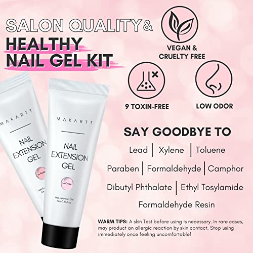 Makartt Poly Nail Gel Kit, 6 Clear Pink White Colors Gel Builder for Nail Extension Set All in one Nail Thickening Solution Salon Home French Manicure - Image 5