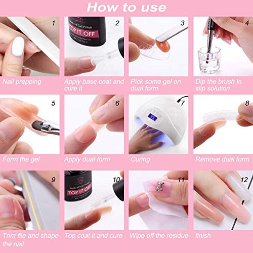 Makartt Poly Nail Gel Kit, 6 Clear Pink White Colors Gel Builder for Nail Extension Set All in one Nail Thickening Solution Salon Home French Manicure - Image 8