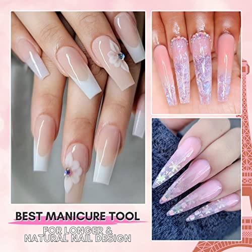 Makartt Poly Nail Gel Kit, 6 Clear Pink White Colors Gel Builder for Nail Extension Set All in one Nail Thickening Solution Salon Home French Manicure - Image 2