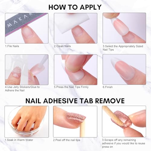 Makartt Press On Nails Kit, Glue on Nails Acrylic Nail Tips Fake Nails 12 Sizes 24 Pcs Coffin False Nails with Nail Glue Stick Adhesive Tabs Mini File Manicure for Nail Art Home Salon(Rose Red) - Image 7