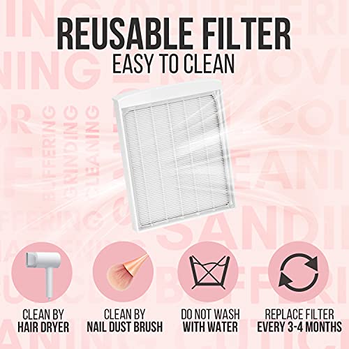 Makartt Rechargeable Nail Dust Collector with Reusable Filter Electric SYLVIE Nail Vacuum Extractor Vacuum Dust Collector for Acrylic Nails Gel Polish Salon Home Use Low Noise Nail Salon Equipment - Image 4