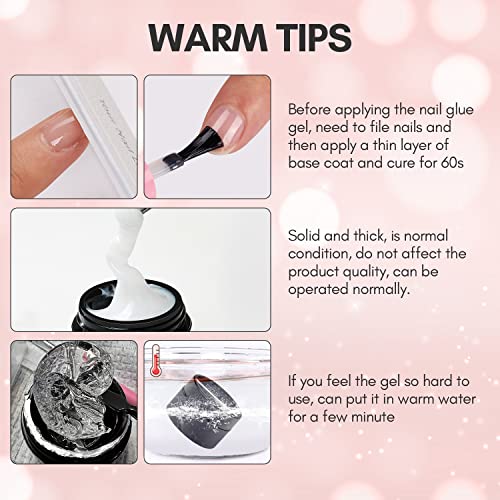 Makartt Solid Nail Gel Glue for Soft Gel Nail Tips Blanc Solid Nail Glue Gel for Press On Nails Acrylic Fake Nails Solid Builder Nail Gel for Nail Strengthen Nail Art Home Salon 15ML UV Light Cured - Image 4