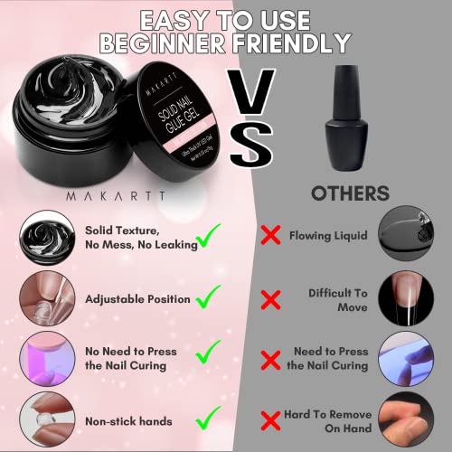 Makartt Solid Nail Gel Glue for Soft Gel Nail Tips Clear Acrylic Nail Tips Solid Gel Nail Glue Bundle Gel Nail Polish, 1 Pcs 15ml Black Gel Nail Polish for UV LED Light Noir Gel Polish - Image 3