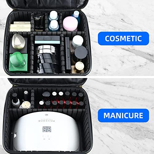 Makeup Bag travel organizer Cosmetic Bag Portable Artist Storage Bag with Adjustable Dividers for Women Cosmetics Brushes Toiletry, Black - Image 3
