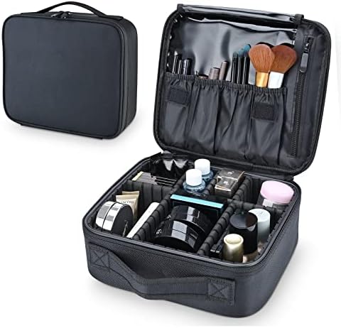 Makeup Bag travel organizer Cosmetic Bag Portable Artist Storage Bag with Adjustable Dividers for Women Cosmetics Brushes Toiletry, Black - Image 7