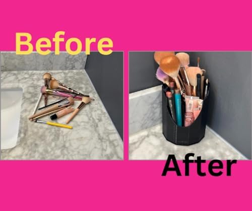 Makeup Brush Organizer Holder Stand,Compact, 3 slot, Black Countertop Vanity Brush Storage Display Stand for Foundation Powder Blush Brushes Pen Pencil holder for desk Made in North America - Image 4