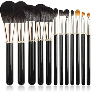 Makeup Brush Set-12 Makeup Brush Set Beauty Tools Premium Synthetic Foundation Face Powder Blush Eyeshadow Brushes Makeup Brush Kit (Black)