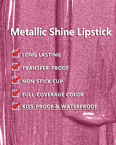 MAKI YIKA Metallic Brown Lipstick for Women Long Lasting, High Shine Glitter Lipstick Transfer Proof, Non Stick Cup and Full-Coverage Liquid Lip Color (BR04 After Heat) - Image 5