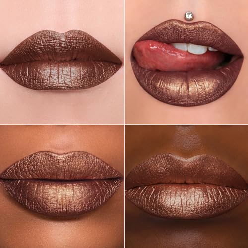 MAKI YIKA Metallic Brown Lipstick for Women Long Lasting, High Shine Glitter Lipstick Transfer Proof, Non Stick Cup and Full-Coverage Liquid Lip Color (BR04 After Heat) - Image 2