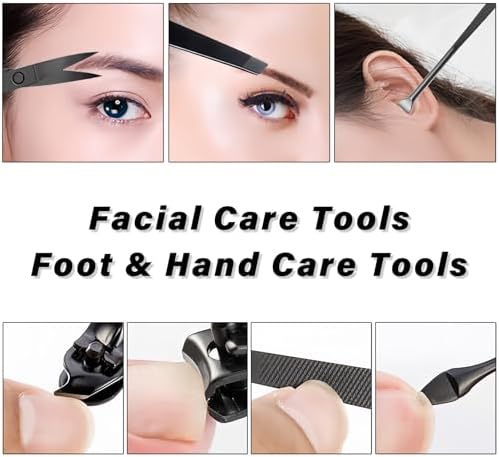 Manicure Set Nail Clipper Kit 7Pcs with 1 Initial Letter Case Travel Accessories for Men Women Grooming Kit Personalized Pedicure Toenail Fingernail Care Tools Gift for Father Husband Black A - Image 4