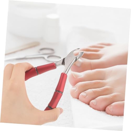 Stainless Steel Nail Clippers for Seniors with Thick Nails and Red Plastic Handle - Image 9