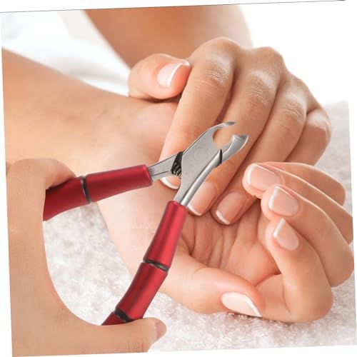 Stainless Steel Nail Clippers for Seniors with Thick Nails and Red Plastic Handle - Image 5