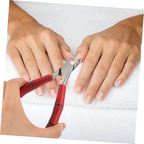 Stainless Steel Nail Clippers for Seniors with Thick Nails and Red Plastic Handle - Image 7