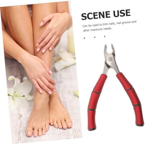 Stainless Steel Nail Clippers for Seniors with Thick Nails and Red Plastic Handle - Image 3