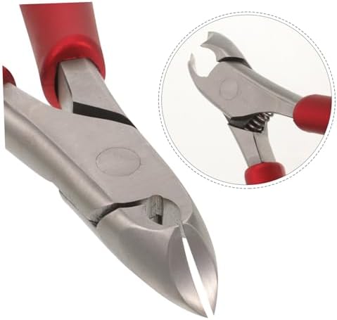 Stainless Steel Nail Clippers for Seniors with Thick Nails and Red Plastic Handle - Image 2