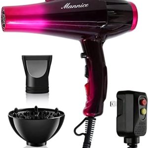 Mannice 3500W Ionic Professional Hair Dryer with Diffuser Attachment Purple Black