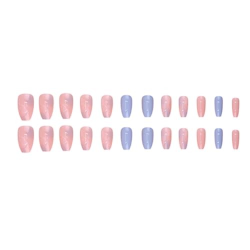 Medium Blue Pink Gradient Marble Acrylic Press on Nails 24pc Set - Image 6