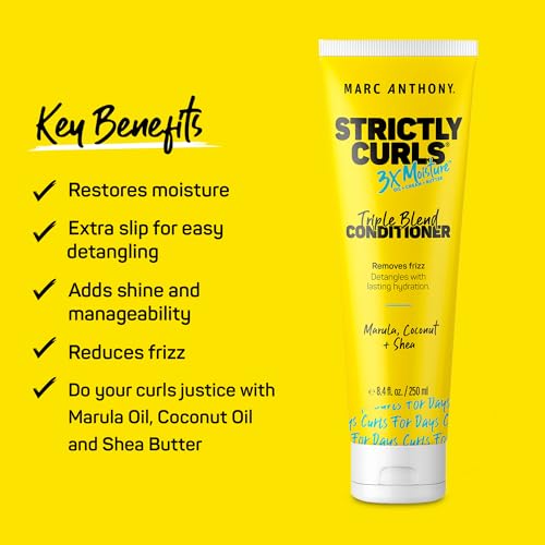 Marc Anthony Curly Hair Conditioner, Strictly Curls - 3x Moisture For Curl Defining & Enhancing - Shea Butter, Marula Oil, Aloe Vera & Coconut Cream - Sulfate Free & Color Safe For Dry Damaged Hair - Image 3