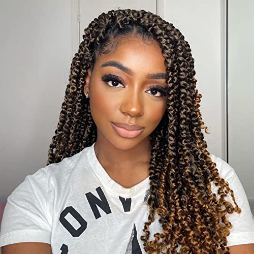 Marley Twist Braiding Hair 16 Inch Pre-Separated Springy Afro Twist Hair Extension 8 packs Afro Twist Crochet Hair Braids Spring Twist for Black Women(16 Inch, T1B/30#) - Image 6