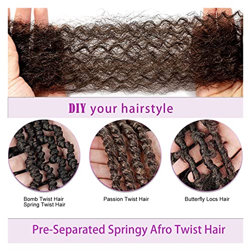 Marley Twist Braiding Hair 16 Inch Pre-Separated Springy Afro Twist Hair Extension 8 packs Afro Twist Crochet Hair Braids Spring Twist for Black Women(16 Inch, T1B/30#) - Image 4