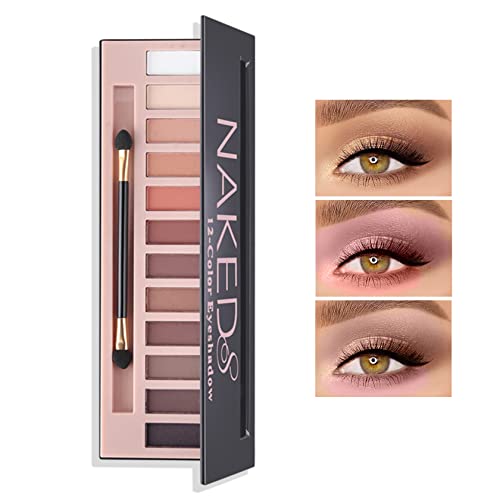 Matte 12 Colors Makeup Naked Eyeshadow Palette,Nude Matte Eyeshadow Palette,Natural Pigment Eye Shadow Pallete Set Long Lasting & Waterproof Smokey Eye Professional Beauty Makeup Kit