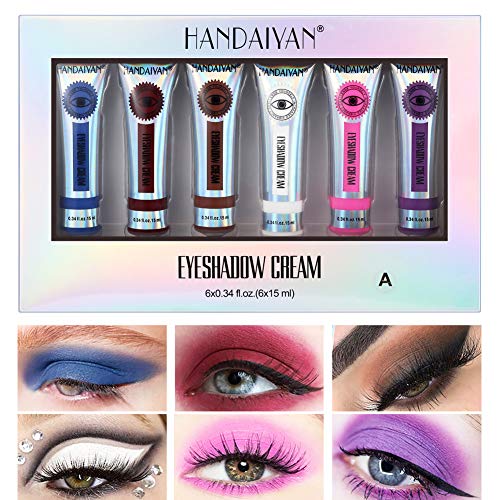 Matte Eyeshadow Cream 6 Colors Matte Liquid Eyeshadow Makeup Set Waterproof High Pigmented Smudgeproof Long Lasting Colorful Eye Shadow Gift Sets for Girls Women