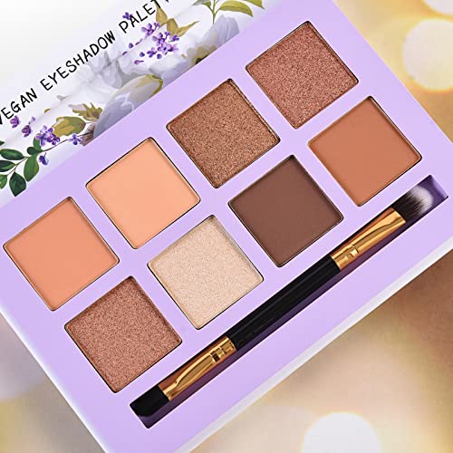 Matte Eyeshadow Palette, Vegan Eyeshadow Palette with Brush, 8 Shades Nude Eyeshadow Palette High Pigmented Organic Eyeshadow Palette Long Lasting Naked Eyeshadow Palette - Image 8