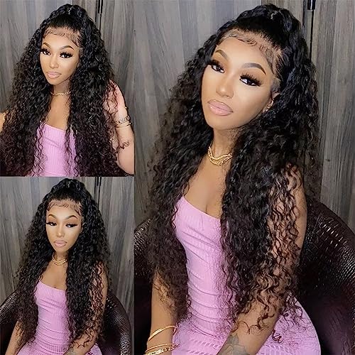 Maxine 14A 13x4 Water Wave Lace Front Wigs Virgin Human Hair 200 Density Transparent HD Lace Front Wig Deep Wave Lace Front Wigs Human Hair for Women Pre Plucked with Baby Hair 24 Inch - Image 7