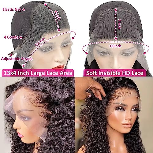 Maxine 14A 13x4 Water Wave Lace Front Wigs Virgin Human Hair 200 Density Transparent HD Lace Front Wig Deep Wave Lace Front Wigs Human Hair for Women Pre Plucked with Baby Hair 24 Inch - Image 8