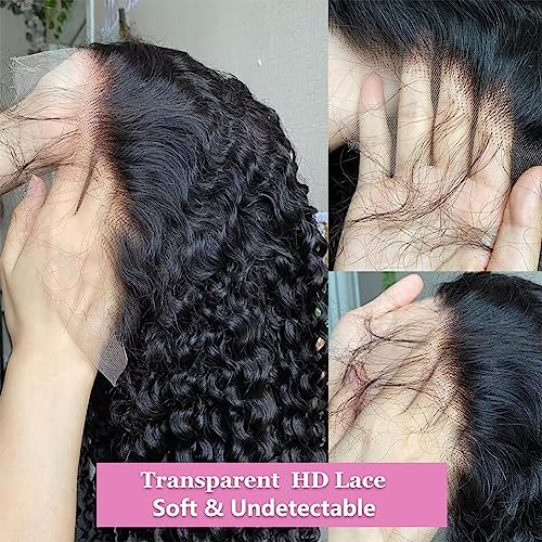Maxine 14A 13x4 Water Wave Lace Front Wigs Virgin Human Hair 200 Density Transparent HD Lace Front Wig Deep Wave Lace Front Wigs Human Hair for Women Pre Plucked with Baby Hair 24 Inch - Image 6