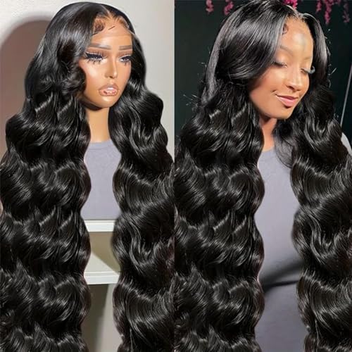 Maxine 26 Inch 13x6 Body Wave Human Hair Lace Front Wig 180% Density Pre Plucked