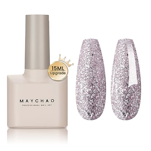 MAYCHAO 15ML Sakura Blossom Glitter Gel Nail Polish 1Pc Sakura Gel Polish Soak off Gel Polish Nail Art Manicure Salon DIY at Home, 0.5 OZ