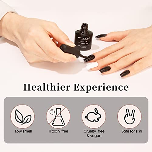 MAYCHAO 20Pcs Gel Nail Polish Set with Gel Base and Top Coat, 7.3ML All Seasons Holiday Gel Polish Pastel White Black Pink Green Color Nail Polish Soak Off LED Nail Lacquer - Image 6
