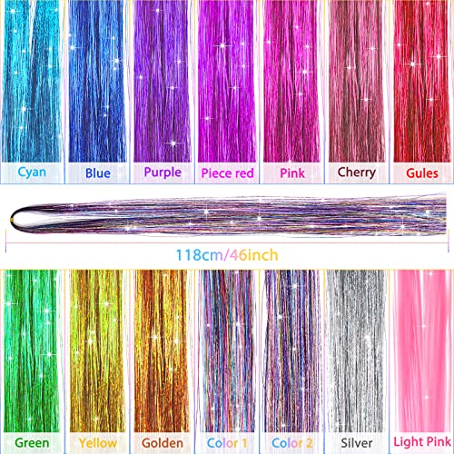 Mckanti 14 Color Hair Tinsel Kit 47 Inch 2800 Strands for Women and Girls - Image 3