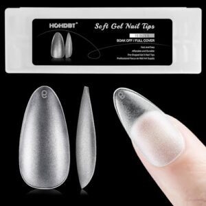 Medium Almond Nail Tips - 300pcs Upgraded Matte Soft Gel X Nail Tips Full Cover Acrylic Nail Tips Fake Nails Supplies False Nails Extension Tips 15 Sizes