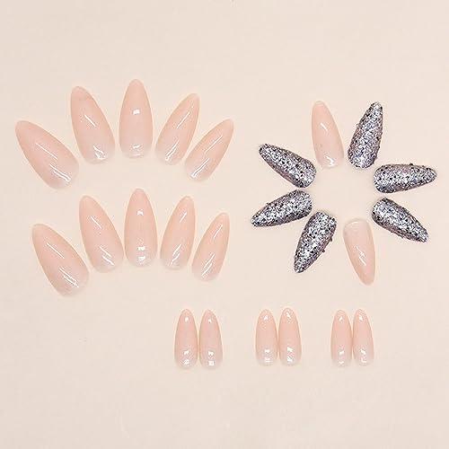 SWEKKE Medium Almond Nude Full Cover Press on Nails 24 Piece Set with Glue - Image 5